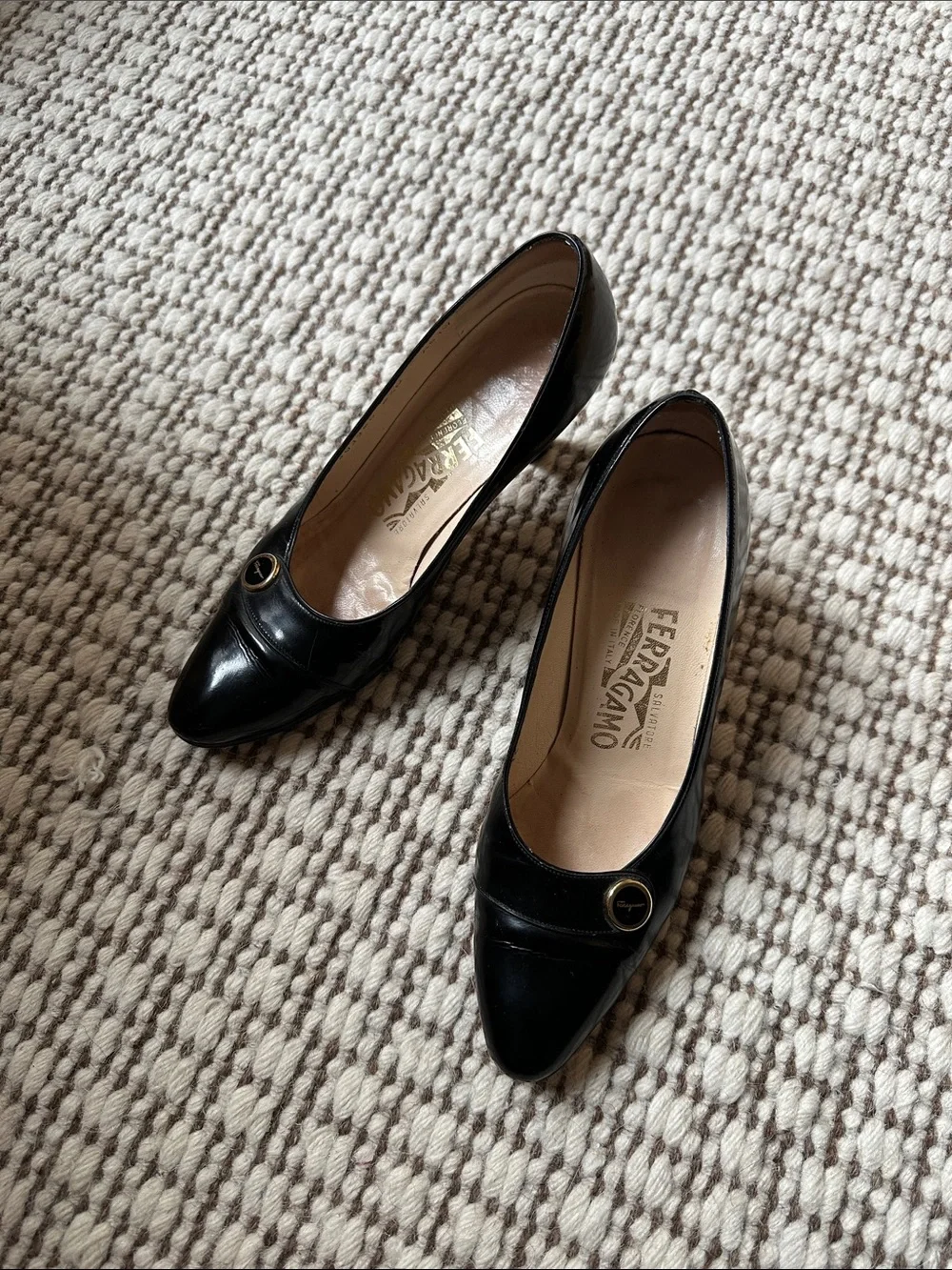 Vintage Salvatore Ferragamo Black Patent Leather Heels - Picture 2 of 5
